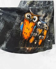 Dámská midi půlkolová úpletová sukně,sovy